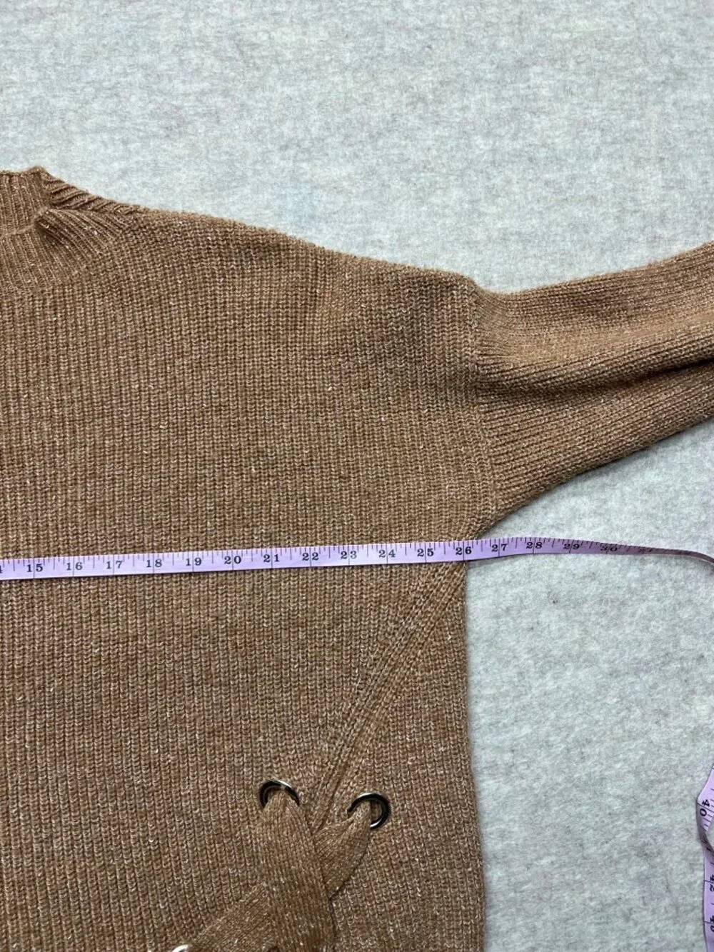 Kerisma Brown Mock Neck Angola Blend Sweater Knit Lace Oversized Soft M/L - Picture 8 of 9